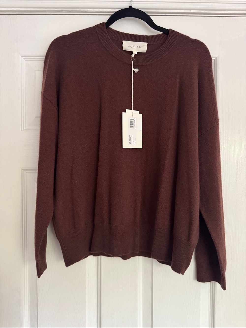 THE GREAT. Chocolate-Brown Cashmere Crewneck Sweater